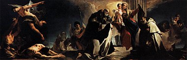 Giambattista Tiepolo, Madonna del Carmelo mit hll. Karmelitern und armen Seelen aus dem Fegefeuer, 1721-27, Mailand, Pinacoteca di Brera (S. 224 · Arme Seelen im Fegefeuer)